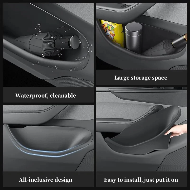 

For tesla Model Y Juniper 2025 Launch 2026 Door Side Storage Box TPE Front Rear All-Inclusive Organizer Modification Accessories