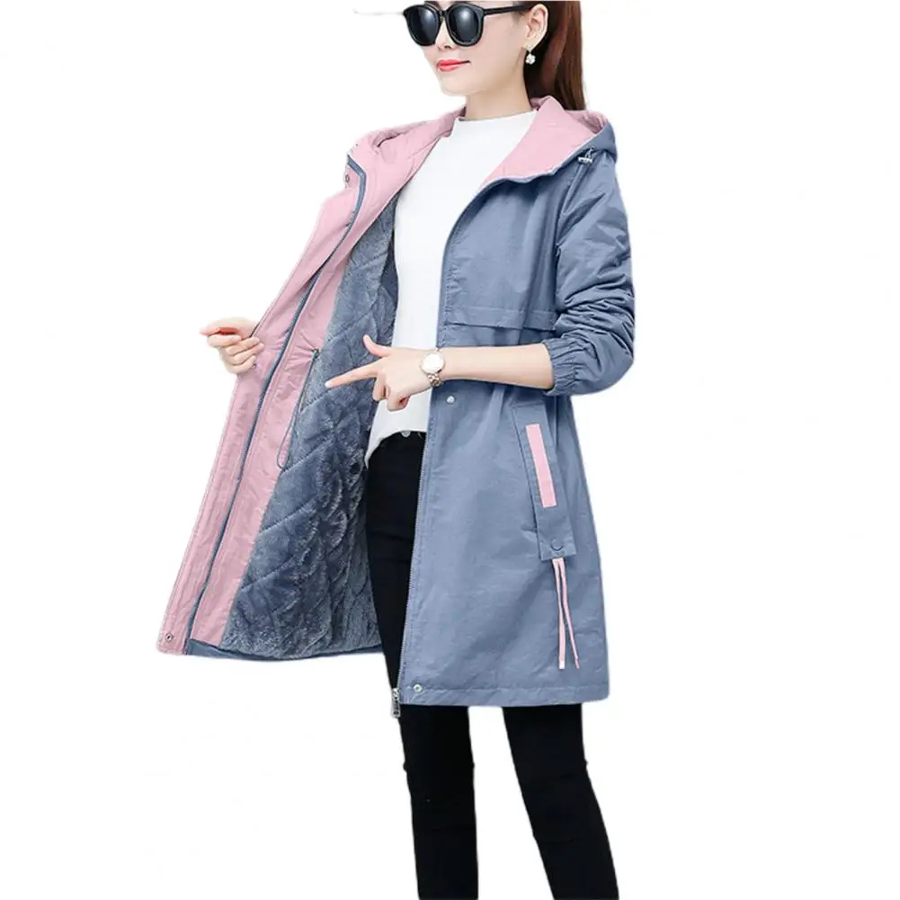 New 2023 Autumn Winter Plus Velvet Warm Jacket Coat Women\'s Long Hooded Sweater Fashion Woolen Jacket Casual Trench Coats 3XL