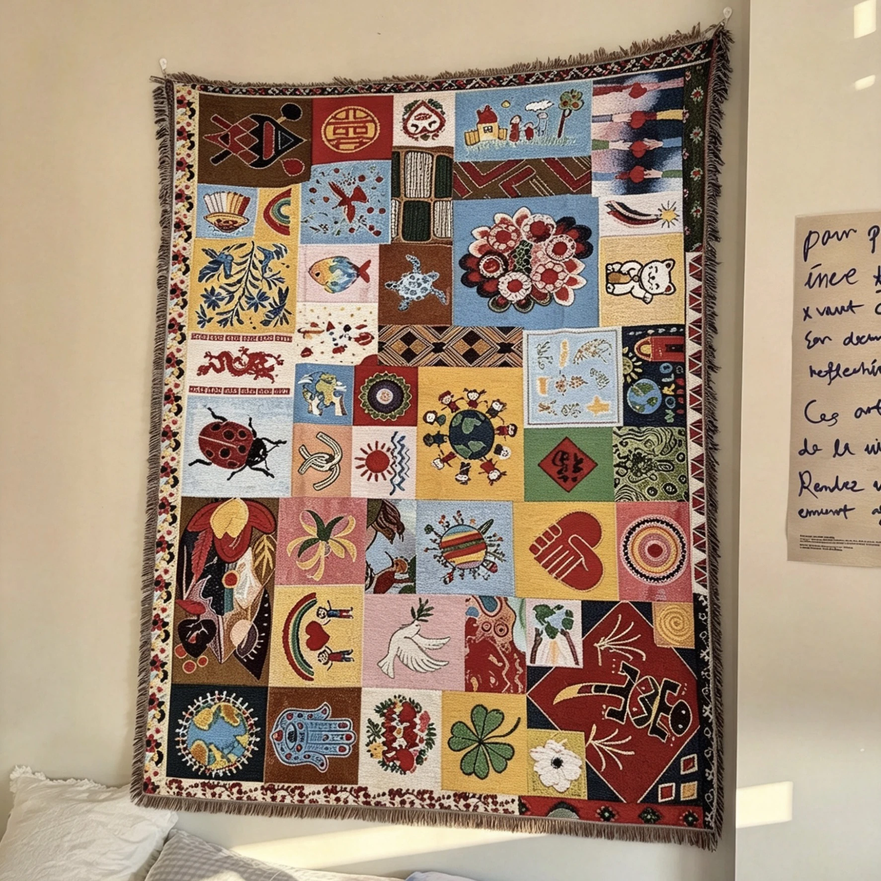 Nordic Style Knitted Patchwork Blanket Warp Knitting Embroidery Afternoon Nap Air Conditioner Cover Living Room Bedroom