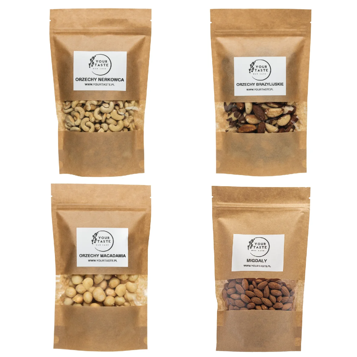 Your Taste Zestaw keto - Nerkowce 500g + Brazylijskie 500g + Migdały 500g + Macadamia 250g
