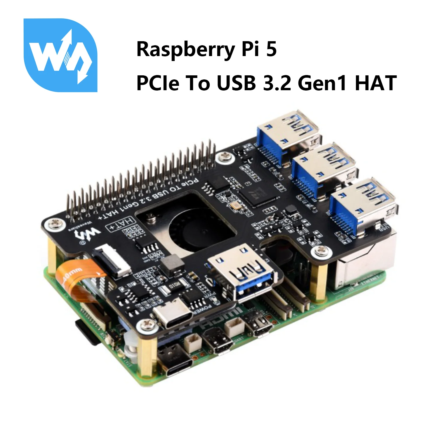 Imagem -05 - Pcie para Usb 3.2 Gen1 Hat para Raspberry pi Pcie para Hub Usb 4x Portas Usb de Alta Velocidade sem Driver Plug And Play Padrão