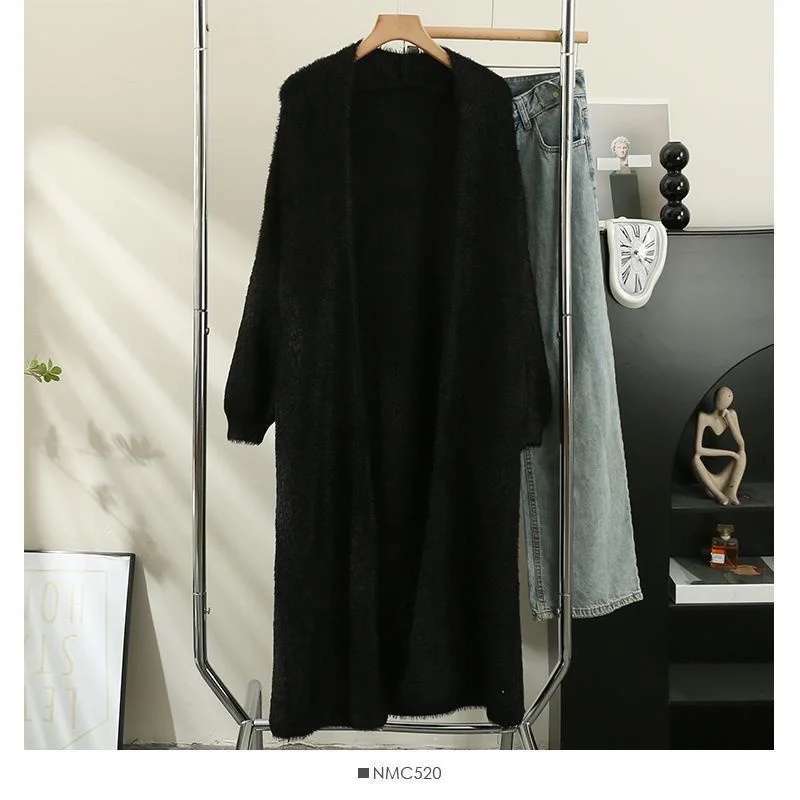 

Mid-Long Cardigans Elegante Womens Summer Lightweight Perforated Tunic Cut Semi-High Foldover Sleeveless Openknit Hem Slit Daily