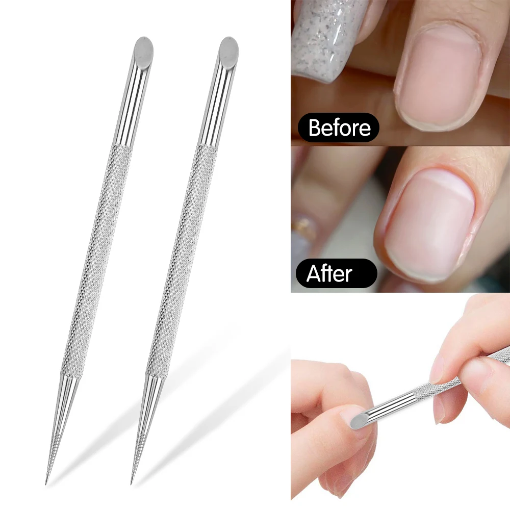 

1Pcs Double-Ended Cuticle Pusher Stainless Steel Nail Manicure Pusher Pedicure Sticks Gel Dead Skin Remover Cleaner Nails Tools