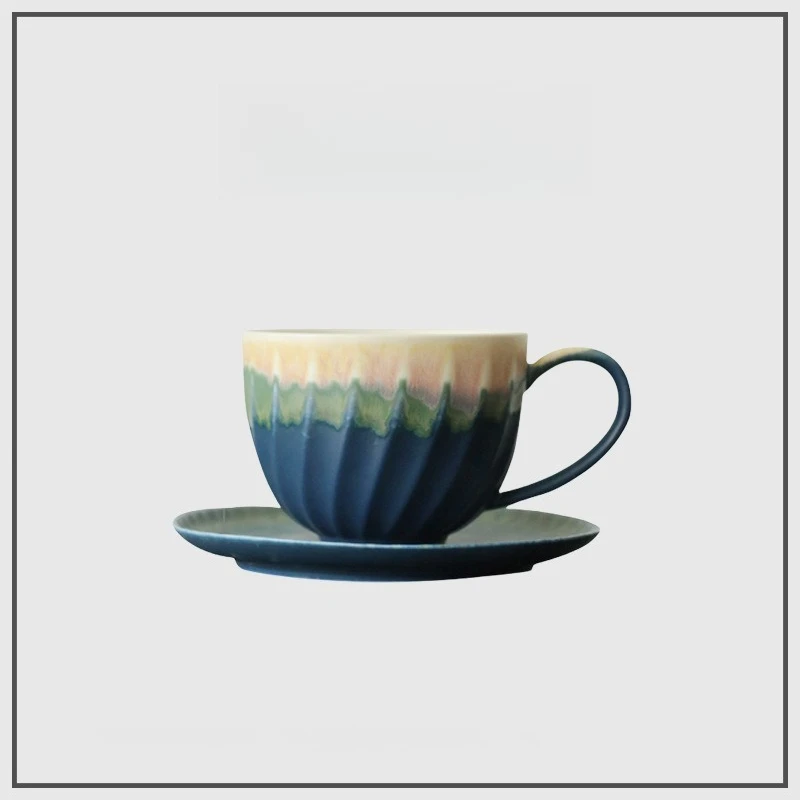 New Japanese Style Landscape Gradient Glaze Painting Kiln Transformation Ceramic Coffee Cups Ceramic Mug Gift Afternoon Tea Cups