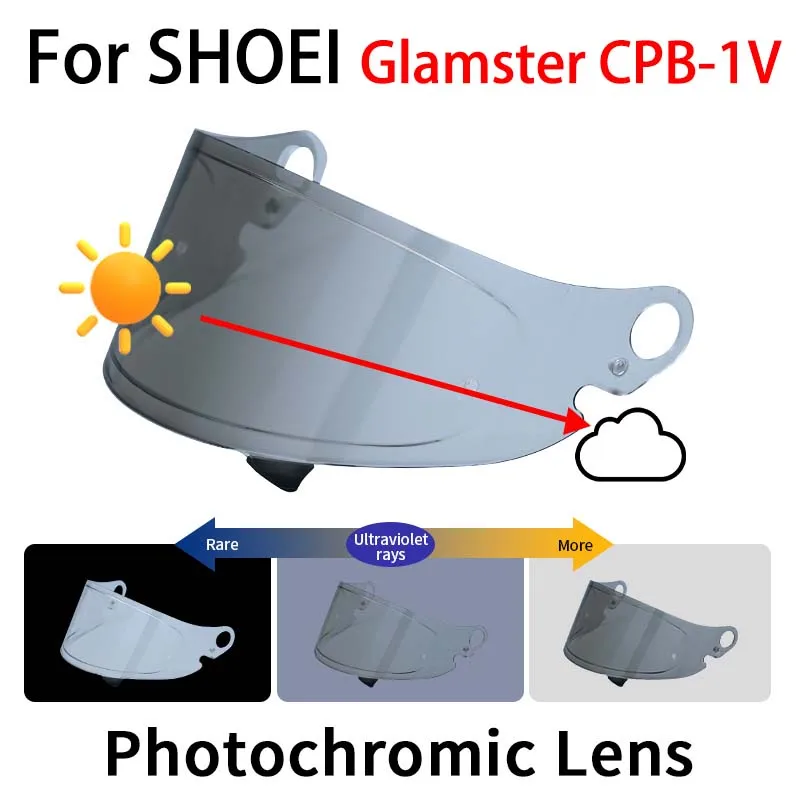 Glamster Photochromic Visor For Shoei CPB-1V Motorcycle Helmet Lens Retro Full Face Anti-UV Casco Accessories for SHOEI glamster