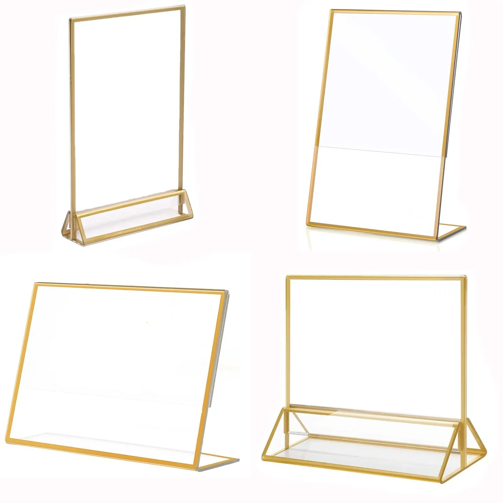 

6/20 PCS Acrylic Wedding Table Digital Holder With Gold Border, Photo Frame, Table Menu, Recipe Card, Photo Display Label Holder