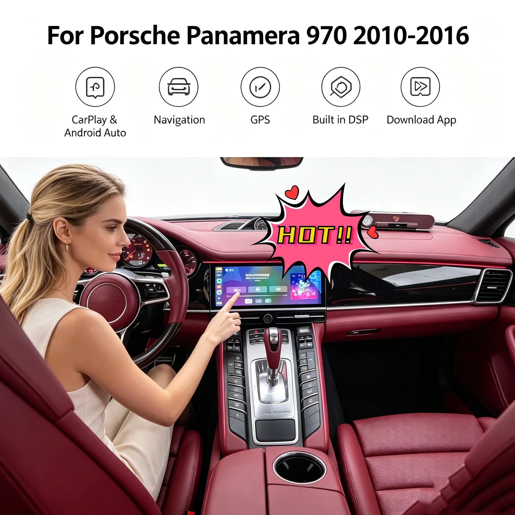 1920*720 IPS 12.3' Carplay 12G+256G Android 14 Car Player Multimedia GPS Stereo Radio Navigation For Porsche Panamera 2010-2017