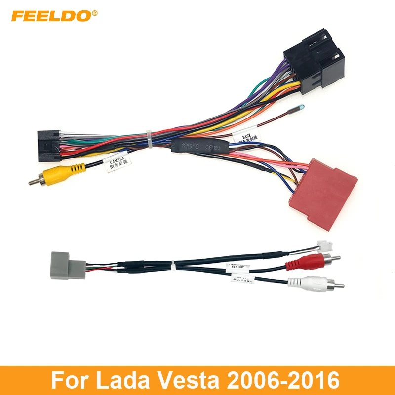 

FEELDO Car 16pin Audio Wiring Harness With USB Cable For Lada Vesta Aftermarket Stereo Installation Wire Adapter