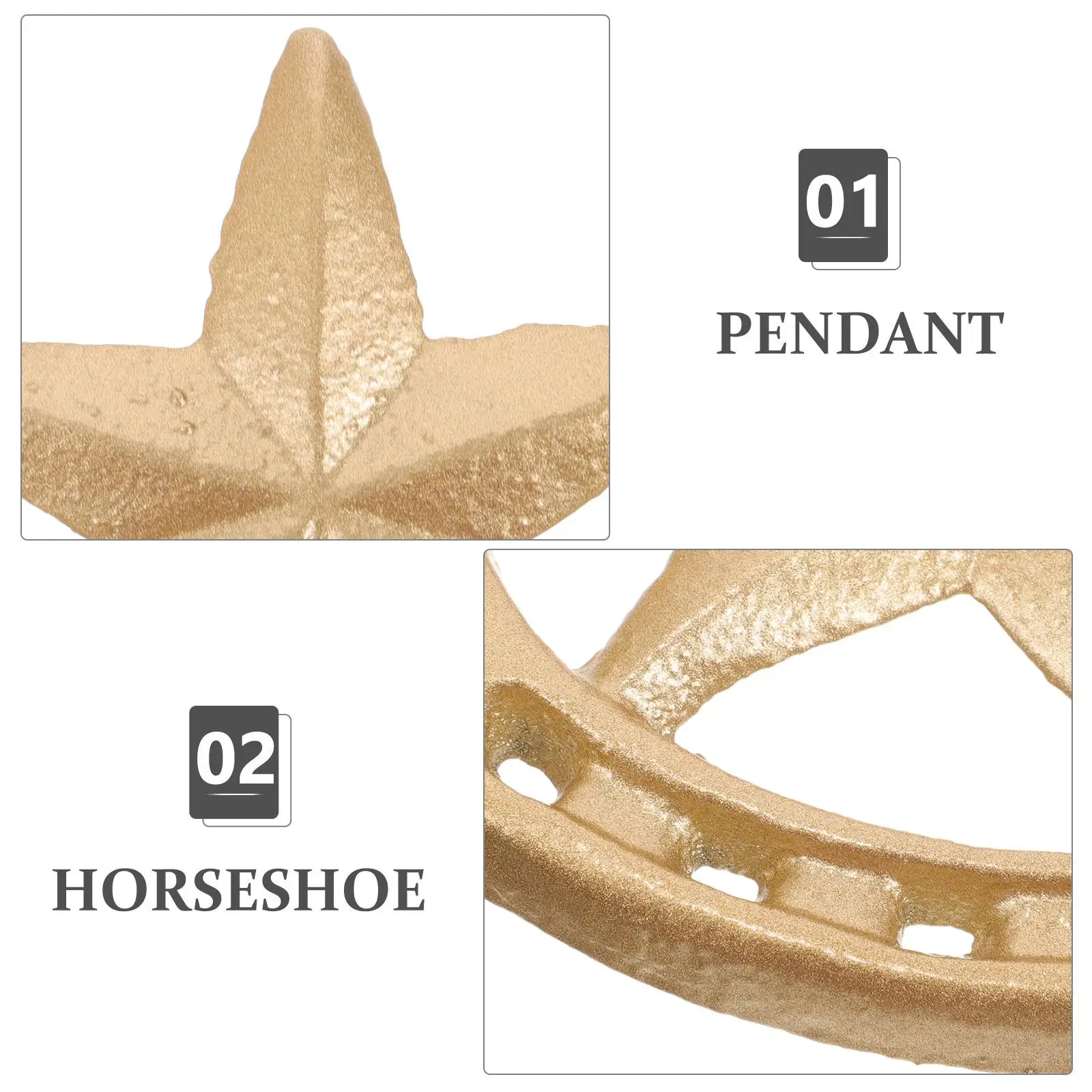 

Horseshoe Pendant Iron Wall Decor Black Gold Large Size Metal Craft for Living Room Garden Yard