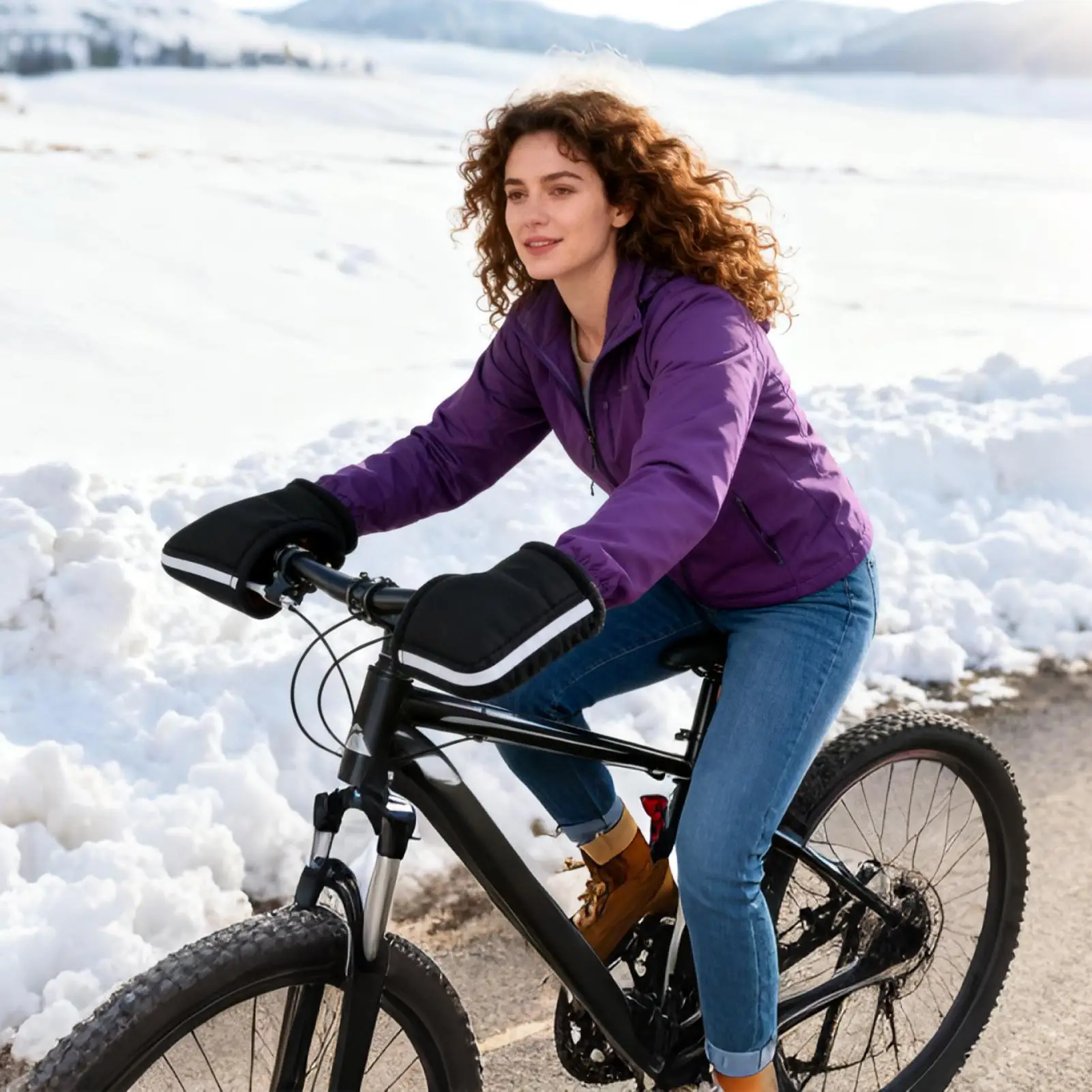 

Handlebar Mittens Warm Cold Protection Mountain Biking Handlebar Mitts For Adventure Racing Touring Long-Distance Riding Men