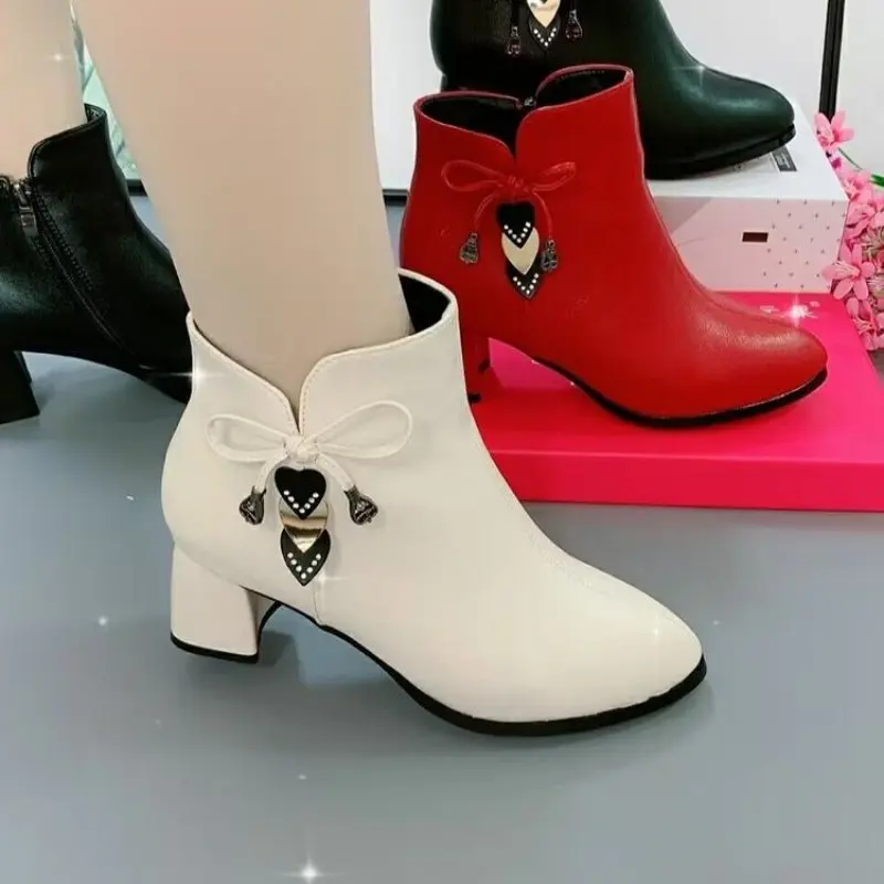 

High-heeled Boots Female Spring and Autumn Single Boots New Women's Shoes Zip Waterproof Pumps Shoes Fashion Plus Size 42 Mujer