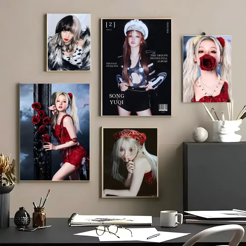 K-pop Idol Song Yuqi Poster Self-Adhesive Waterproof Wall Stickers Coffee Bar Home Wall Decor - view 3
