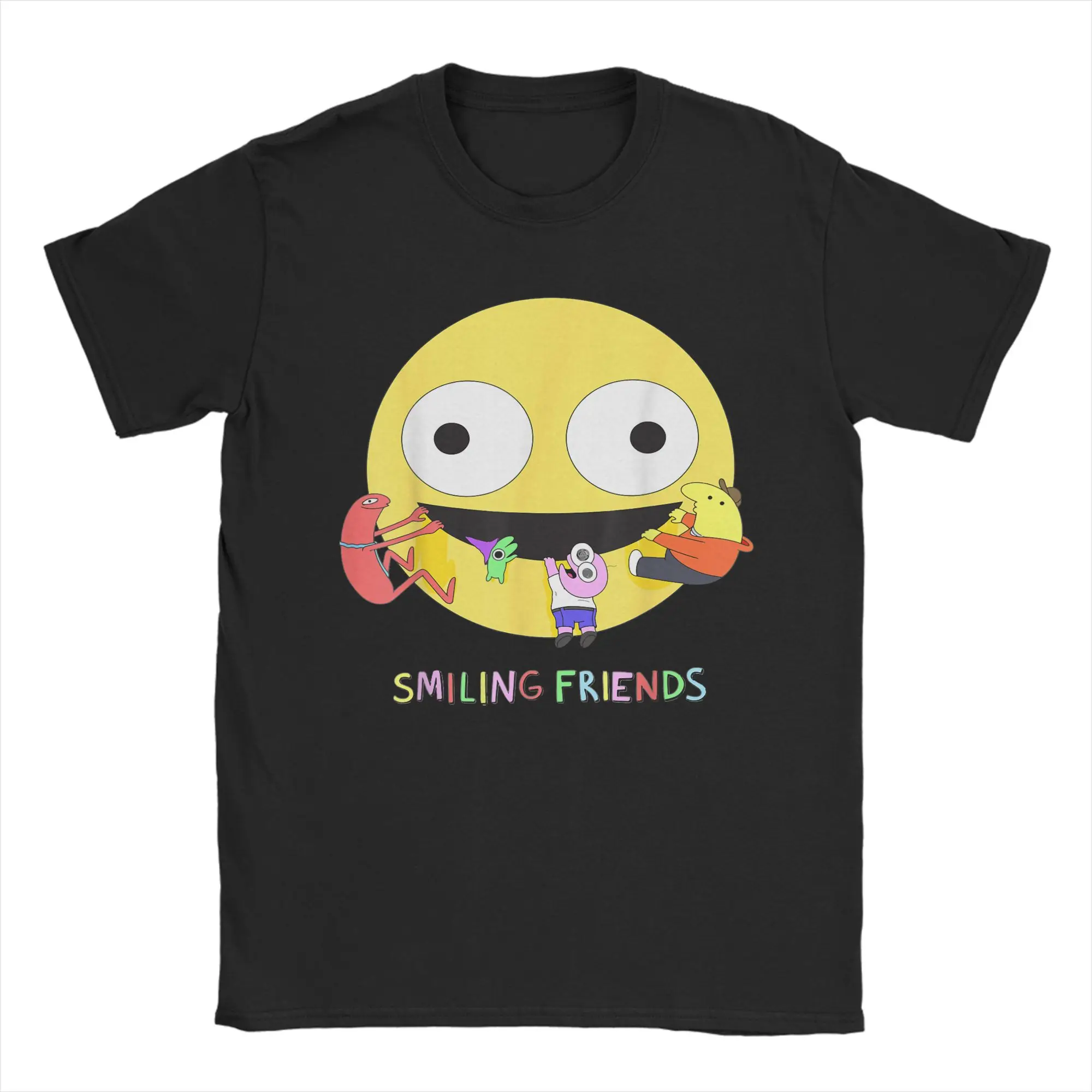 Smiling Friends Glep Flowers T Shirt Men Cool T-Shirt Round Neck Tee Shirt Short Sleeve Tops Summer Pure Cotton Breathable Tees