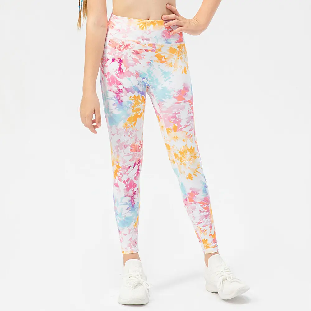(120-150cm)Kids Printing Quick Dry Sport Pants Jogging Running Sportswear Girls Yoga Dance Exercise Training Fitness Trousers