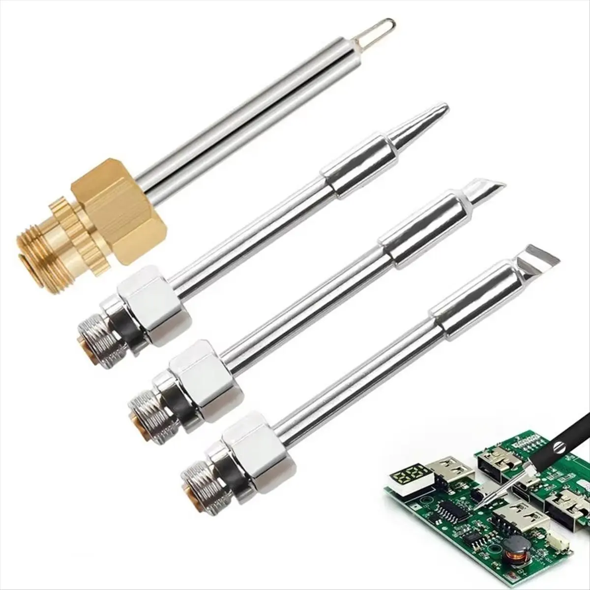 

4pcs 510 Interface Soldering Tips and Burnt Threads for USB Rechargeable Temperature Adjustment Soldering Pen-AT35
