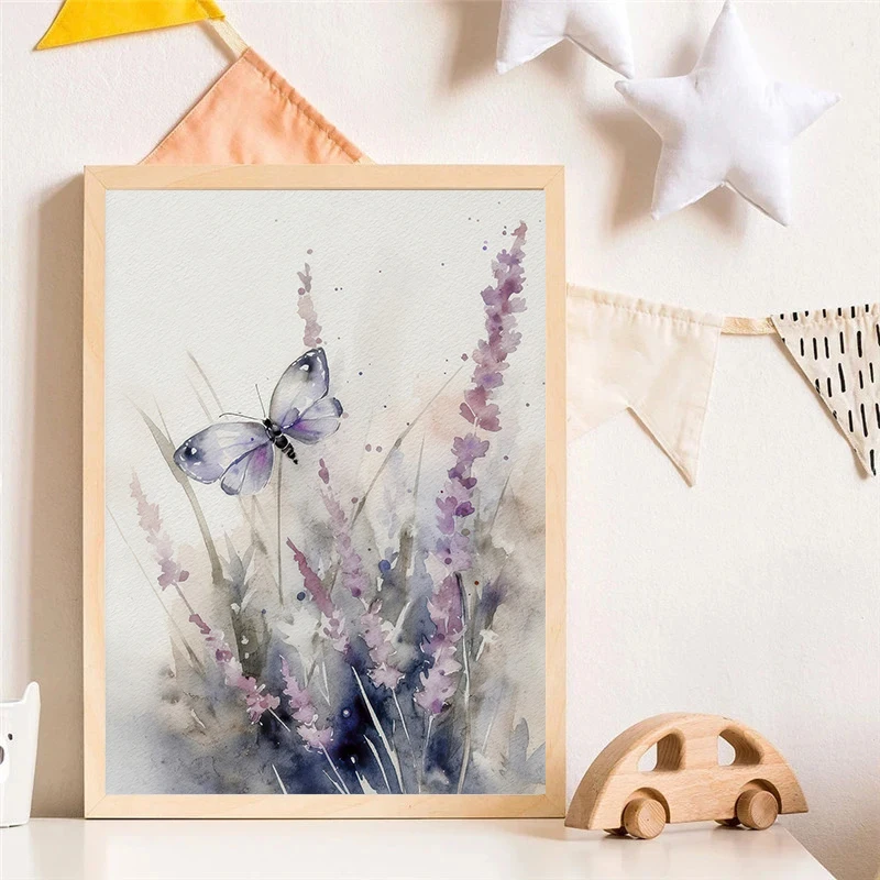 Dragonfly Honey Bee Dragonfly Watercolor Insects and Plants Poster Canvas Painting Nature Wall Art Picture Office Home Decor