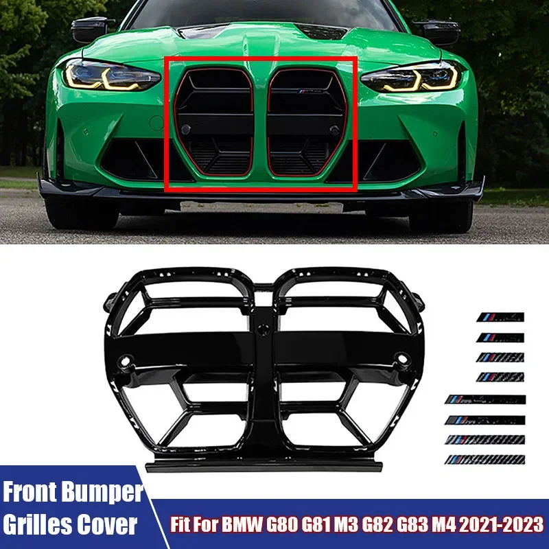 Car Front Bumper Grille Cover Trim Fit For BMW G80 G81 M3 G82 G83 M4 2021 2022 2023 Automobiles Exterior Modified Accessories