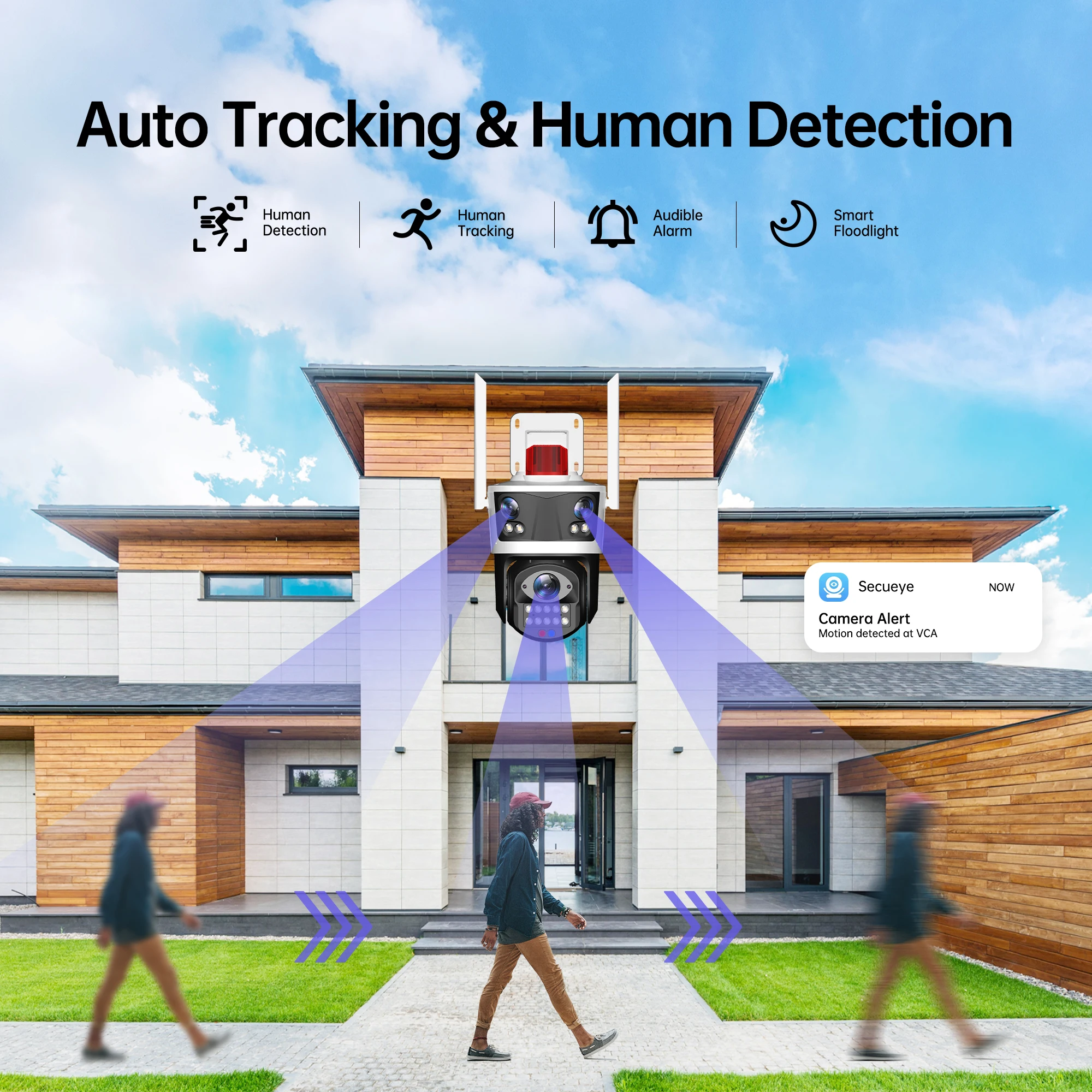 Imagem -04 - Câmera de Segurança ip com Visão Noturna Lens 5g Wifi ip Vigilância Ptz Colorida Impermeável Inteligente Detecção Humana ao ar Livre 12mp