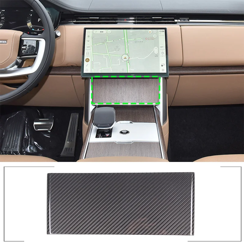 Real Carbon Fiber For Range Rover Vogue 2024 Car Center Navigation Lower Decorative Panel Cover Sticker Car Accessories