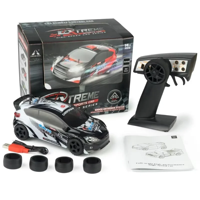 1/24 Remote Control Car With Led Light Metal Chassis 2.4g 4wd 30km/H Electric Low Latency Off-Road Drift Car Model Boy Toy Gift