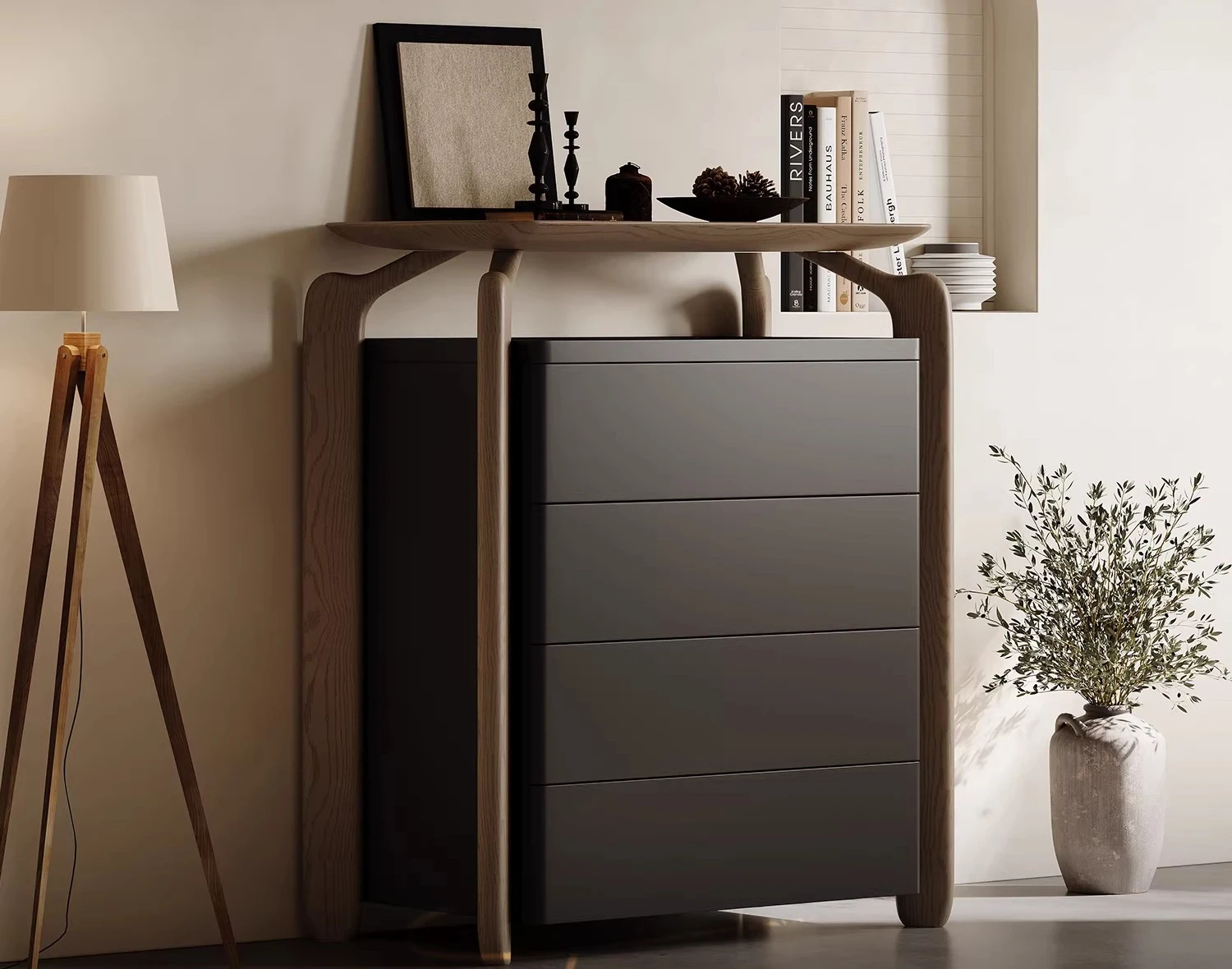 

Designer hollow four-chest cabinet Italian minimalist large-capacity creative storage solid wood