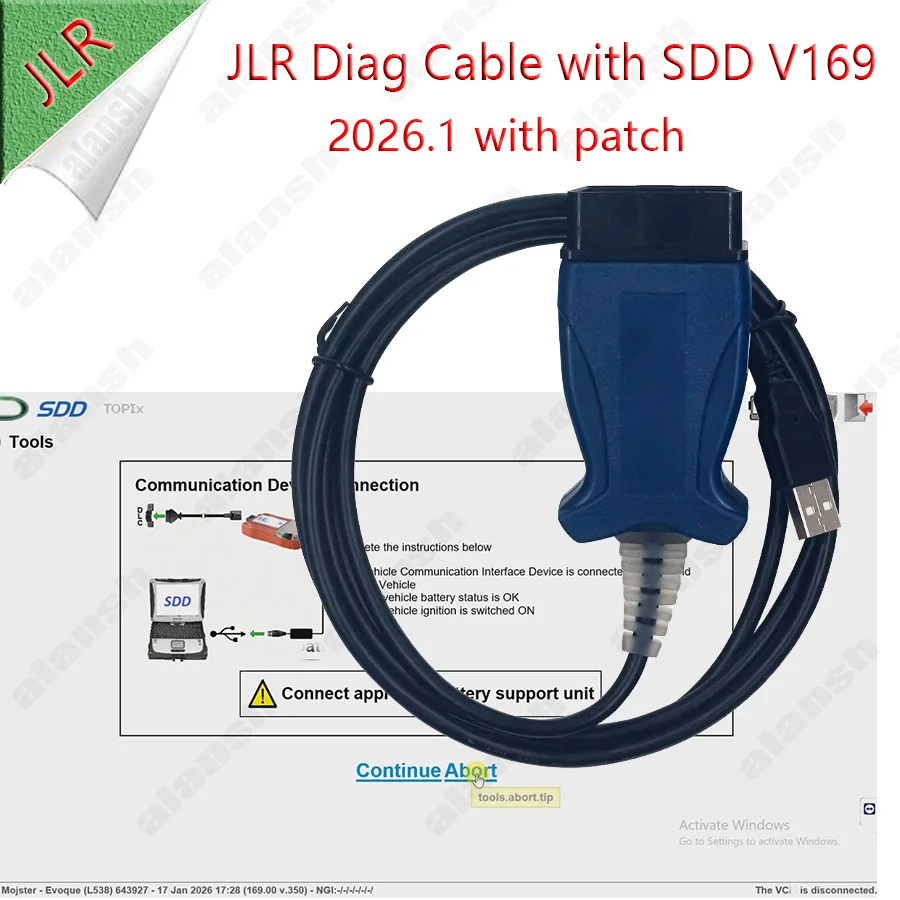 

Кабель для диагностики Jaguar Land Rover JLR 2026 с интерфейсом SDD V169 (1.2026)