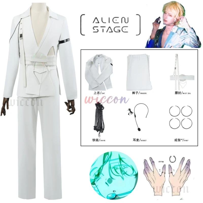 Anime Alien Stage R7 Luka Cosplay Costume Wig Headset Ring Set Fancy Party Clothing Performance Uniform Halloween Customized