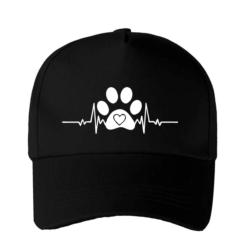 

Heartbeat Dog Paw Heart Love Print Sun Protection Sport Baseball Cap Four Seasons Adjustable Men Women Caps Fashion Hip Hop Hat