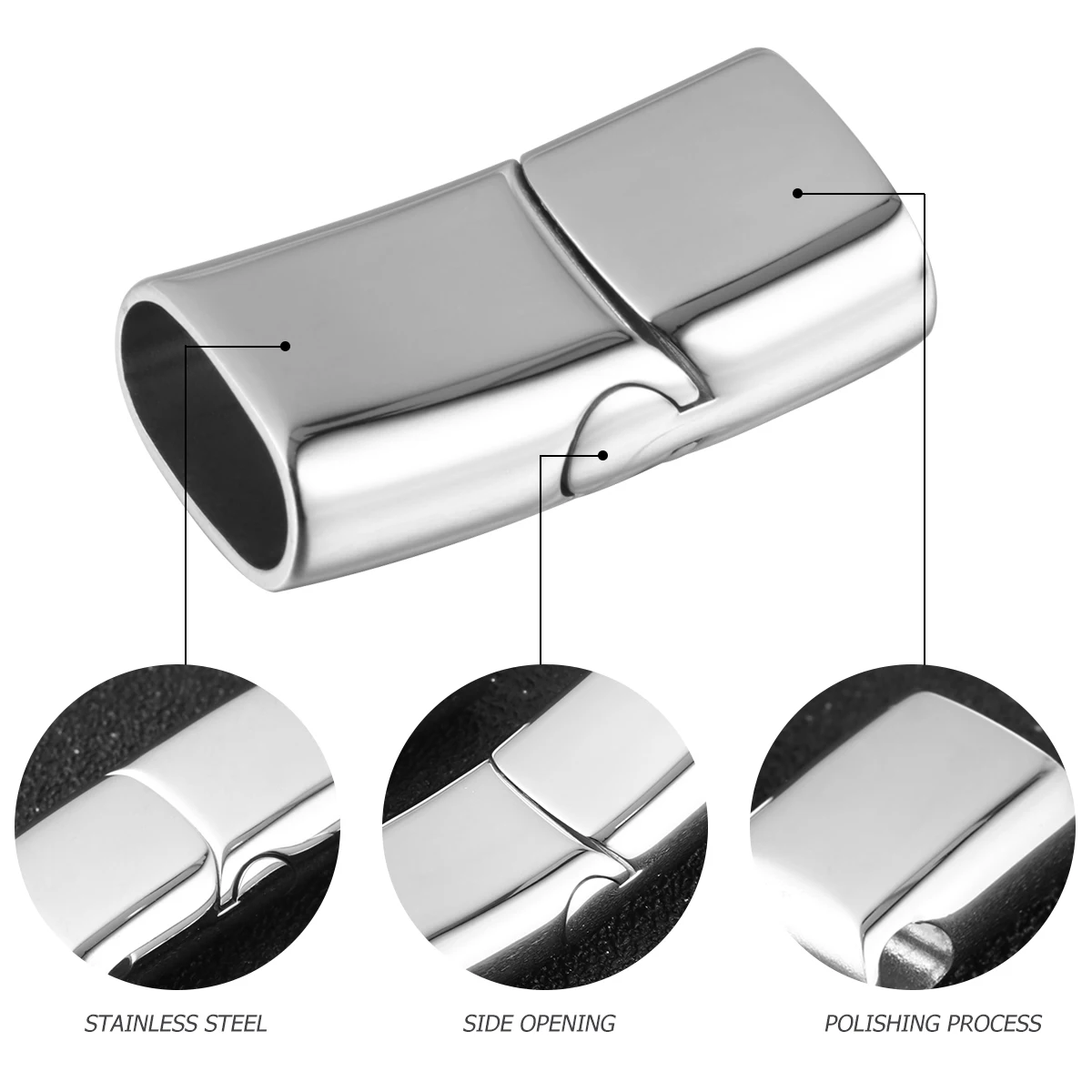 

10 pcs Stainless Steel Magnetic Buckle 316 Snap Hook For Bracelet Necklace Strap Cord End Closure Clasp Converter Reusable