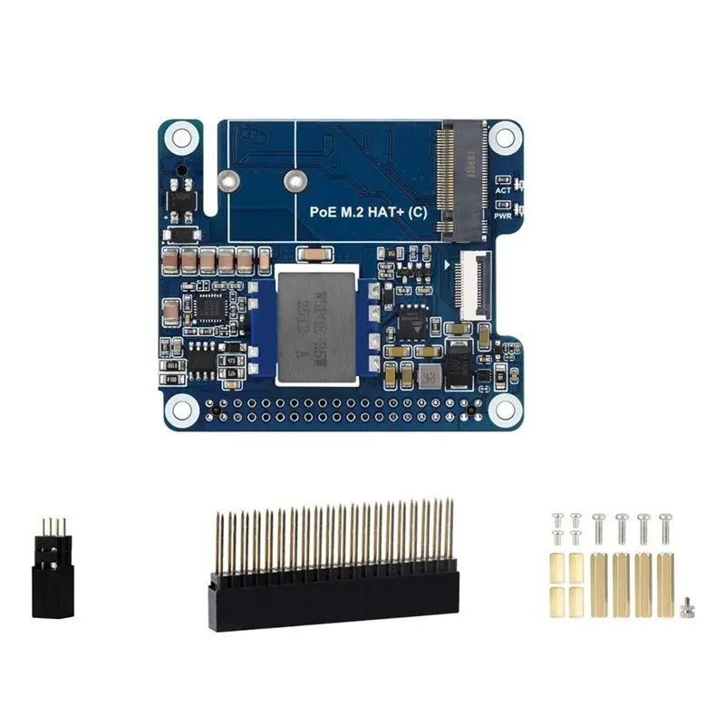 

Адаптер POE M.2 HAT+ с функцией PoE для Raspberry Pi 5, адаптер PCIe-M.2, поддерживает протокол NVMe, твердотельный накопитель M.2