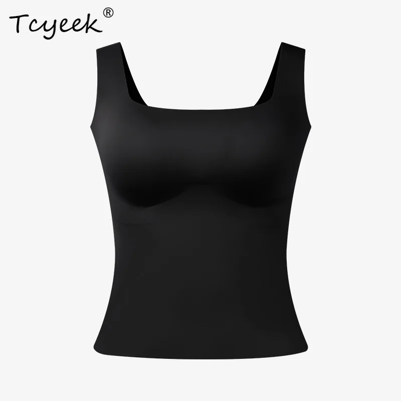 

Tcyeek Lining 89% Silk Vest Bra, Women Solid With Chest Pads, Slim Beautiful Back Sexy Camisole, 2024 Summer New P43404QM