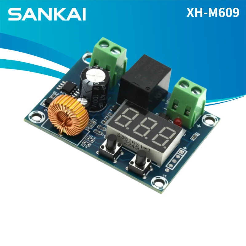XH-M609 Low Voltage Disconnect Switch Cut Off 12V 24V 36V Digital LED Display Over-Discharge Protect for 12-36V Lithium Battery