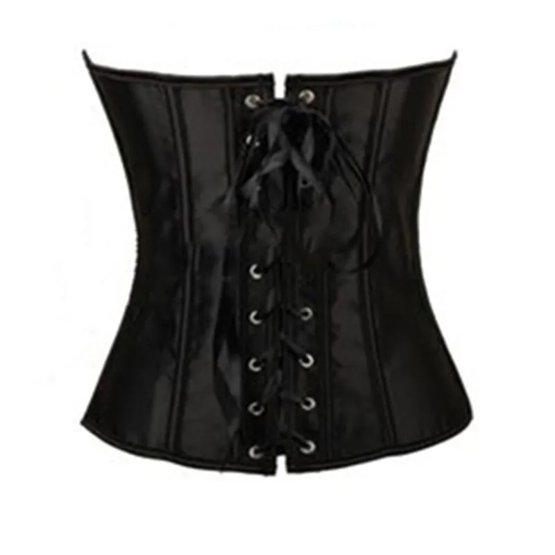 Women Corset Top Overbust Lattice Ribbon Sexy Lingerie Gothic Vintage Satin Burlesque Lace-Up Body Shaper Bustier Corselet