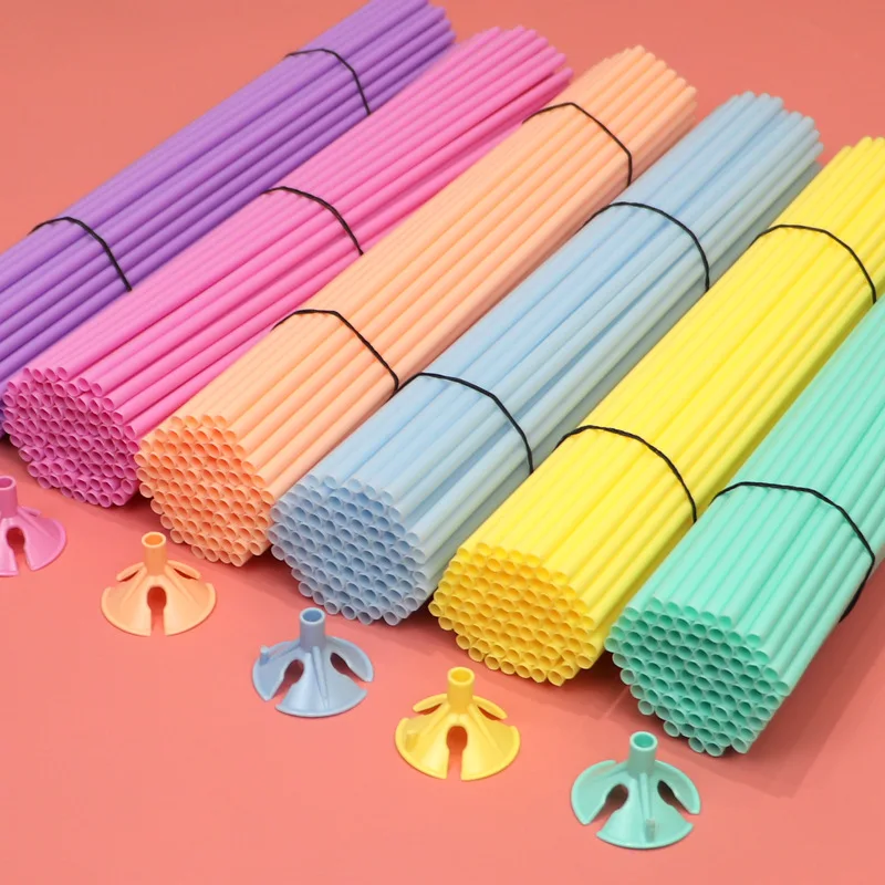 10/20/50 Pcs Balloon Supporting Rods Thickened Ballon Accessories 32cm Large Plastic Rod Supporting Cup Birthday Party Wedding