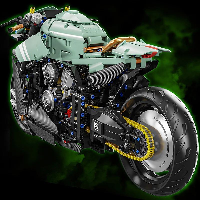 MOC Technical Motocicleta Blocos de Construção para Crianças, modelo de tijolos locomotiva, montagem de brinquedos, presente de aniversário, 1:5, Em Stock