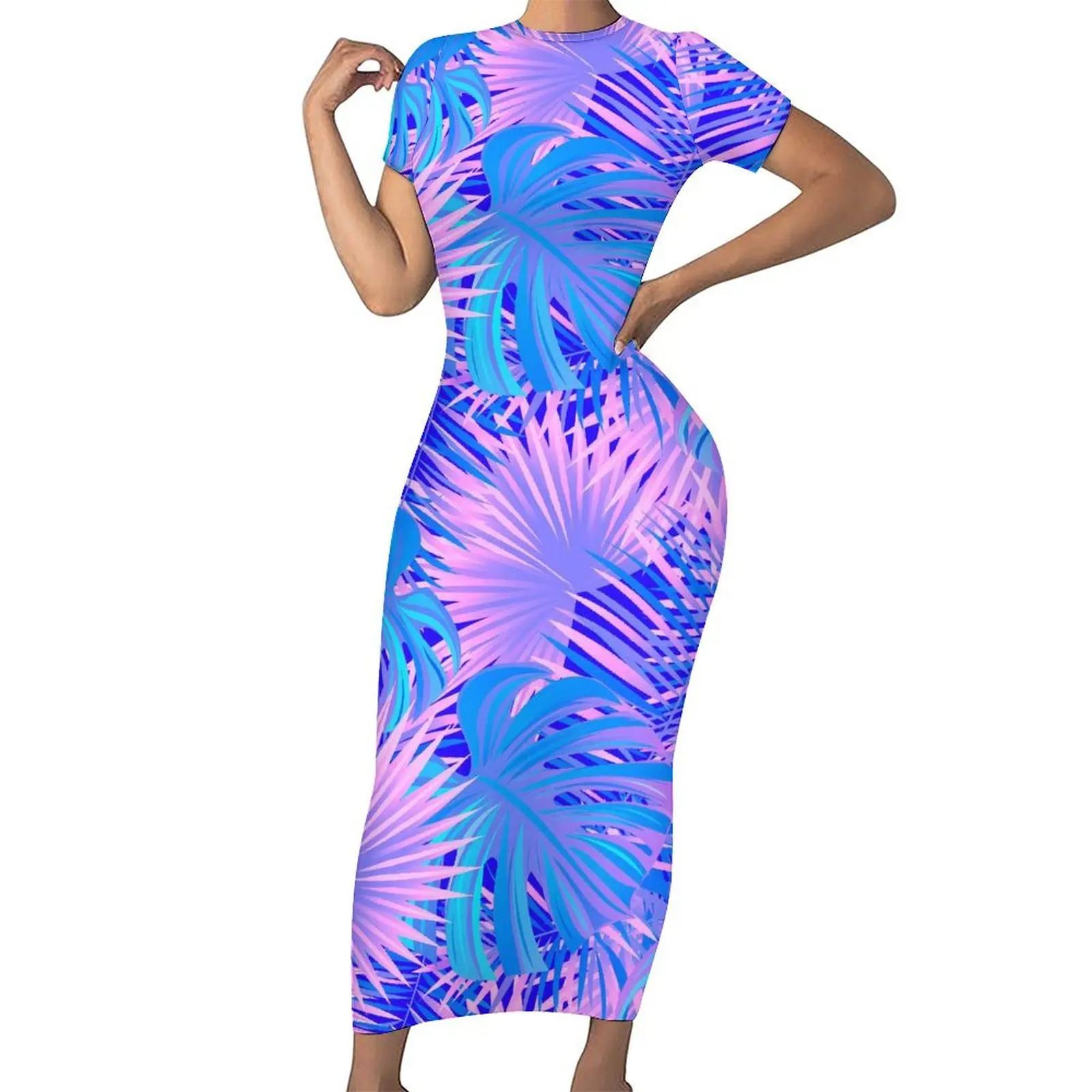 

Purple Leaf Dress Short Sleeve Tropical Plants Korean Fashion Maxi Dresses Cute Bodycon Dress Ladies Graphic Oversize Clothing