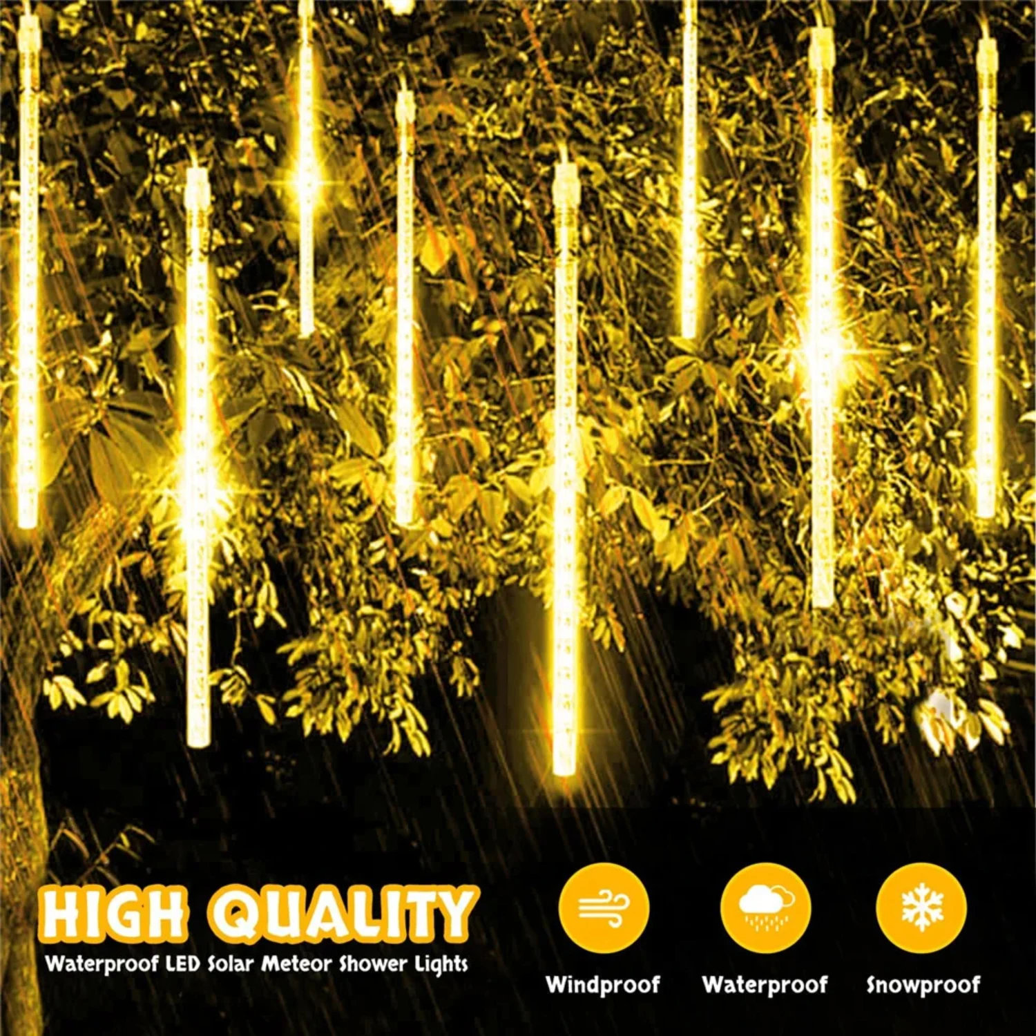 30cm Meteor Shower Fairy String Light with 96 Bright LEDs – Romantic Solar Falling Rain Lights for Xmas Tree Wedding Party –