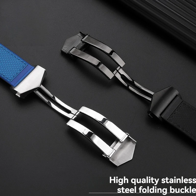 Pulseira de relógio de silicone de borracha de 22 mm para TAG Heuer Monaco CBL2184/CBL2183 - pulseira de substituição esportiva à prova d'água, macia e durável