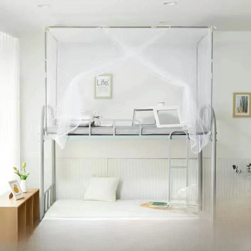 No-Install Mosquito Net for Student Dormitory Bunk Bed Side Opening 12M Wide Nylon Top Mosquito Net No Frame Required