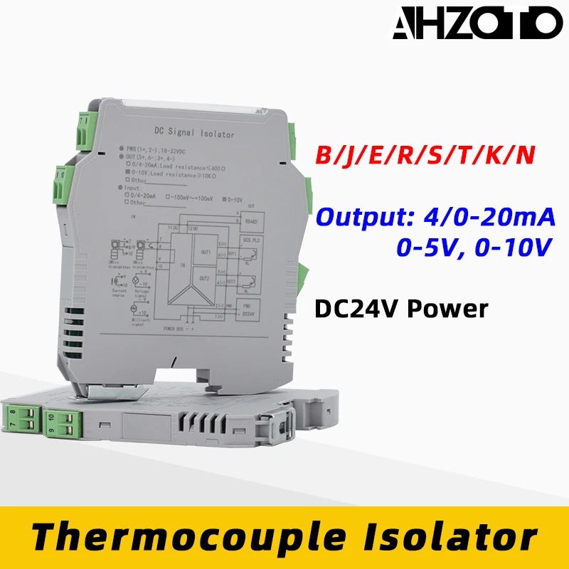 

Изоляция сигнала температуры термопары K/B/E/J/R/S/T Датчик температуры 4-20 мА 0-20 мА 0-5 В 10 В 35 мм преобразователь RTD на DIN-рейку