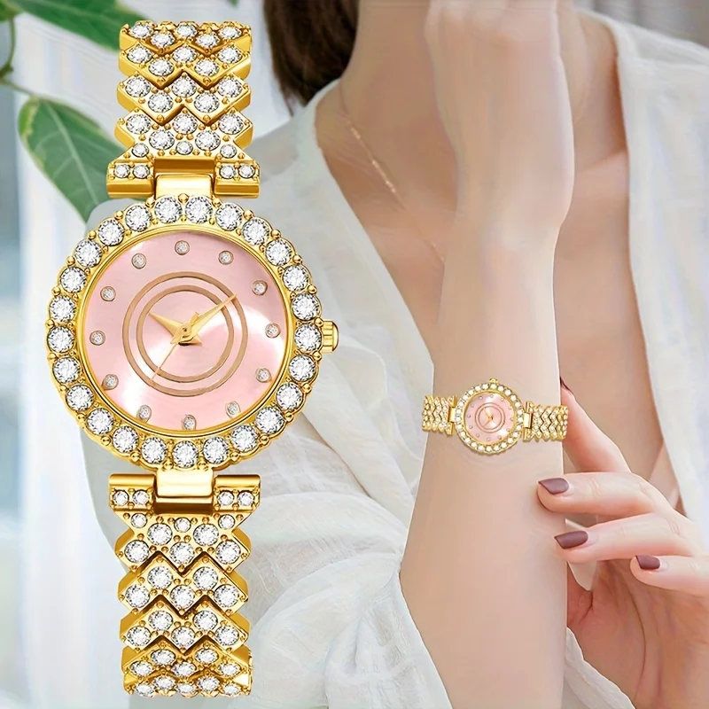 Questo elegante set regalo per orologio da donna da 6 pezzi presenta un set di gioielli con ciondolo a goccia elegante, romantico e lussuoso abbinato a