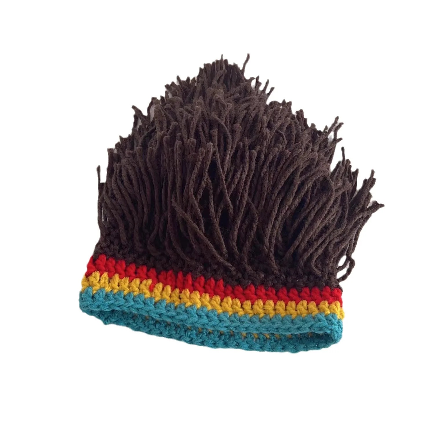 قبعة المجدل للرجال والنساء، شعر مستعار مضحك ذو طابع شخصي، قبعة متكاملة، أداء إبداعي مضحك، محبوك يدويًا