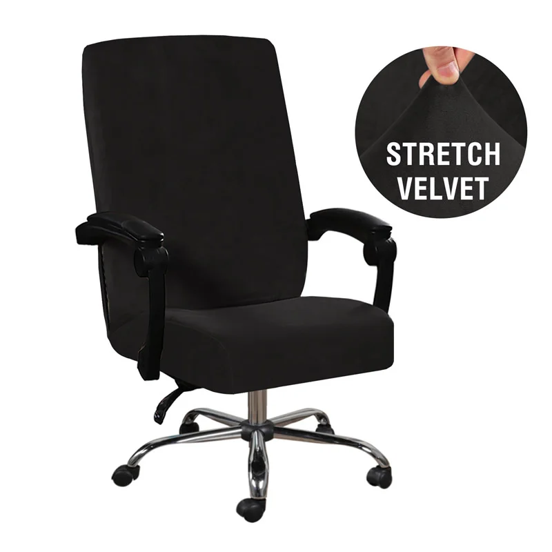 

Solid Color Stretch Velvet Gaming Chair Cover Jacquard Swivel Boss Computer Chair Cover for Office Bar Elastic Armchair Cover