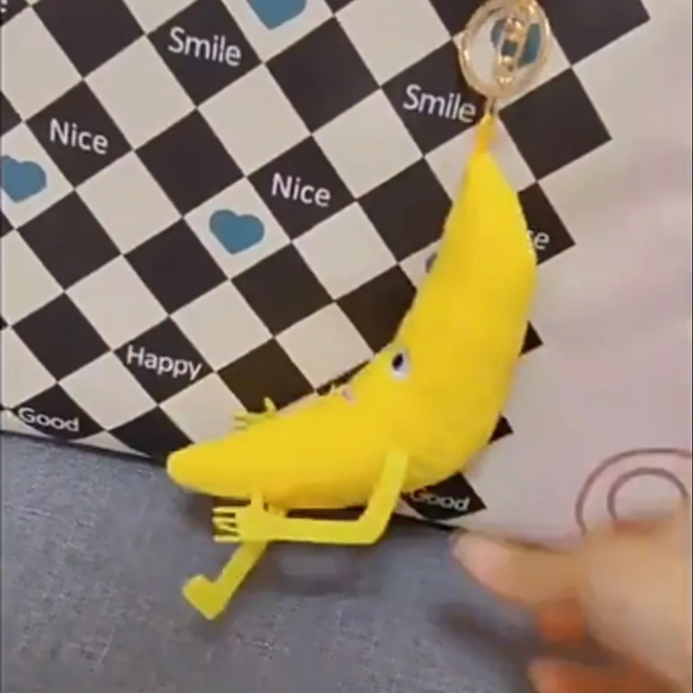 Paródia uma grande banana voz chaveiro acrílico interessante brinquedos de pelúcia pingente engraçado dos desenhos animados ornamentos de mesa saco pendurado