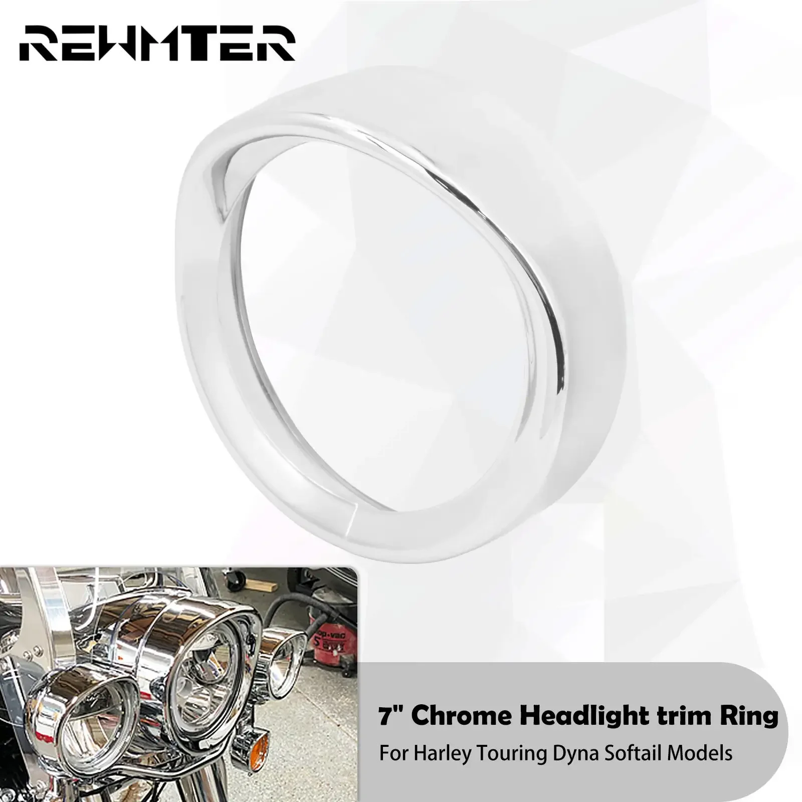 

Motorcycle Chrome 7" Visor Style Headlight Trim Ring Headlamp Bezel Cover For Harley FL Softail 86-17 FLD Touring Electra Glide