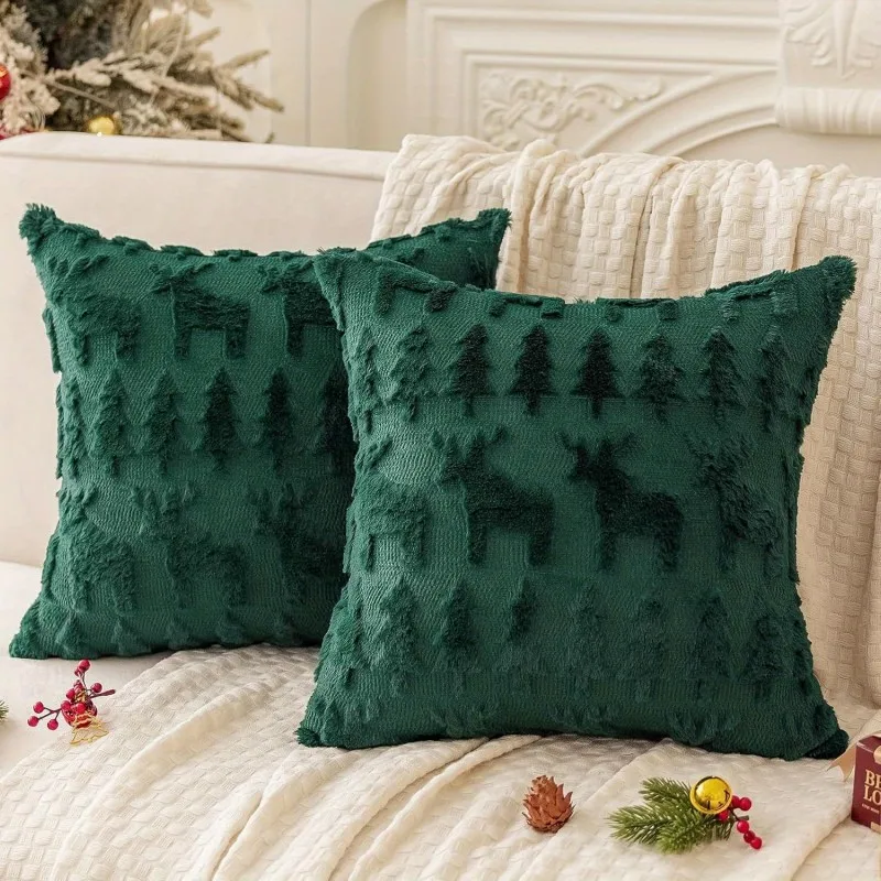 

Christmas Pillow Covers Christmas Decorative Soft Winter Plush Pillowcase Cushion Cover Embroidery Christmas Decoration