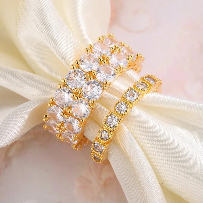Classic Retro Authentic S925 Silver Full Diamond Ring Luxurious and Elegant Women's Double Layer Couple Ring