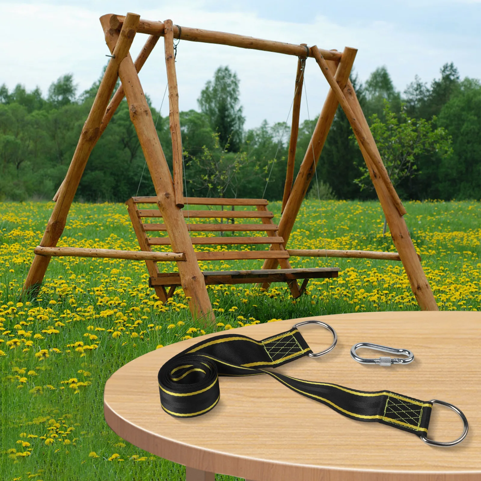 Robust Outdoor Swing Straps for Hanging Chairs 1 5m Long with Tree Protectors and Metal Hooks for Secure Setup