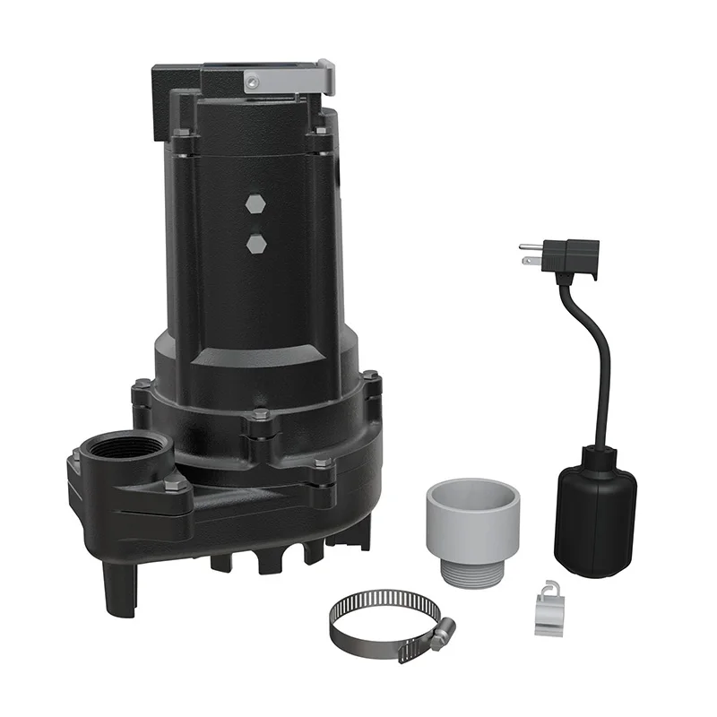 Sewage pump with conveyor belt and backpack tethered switch