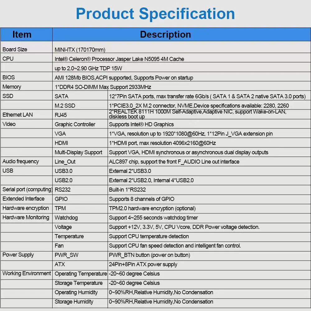 إنتل سيليرون N5095 نوس سيرفر اللوحة الأم ، 12x7Pin ، ساتا 1x ، DDR4 ماكس دعم ، MHz ، سوديم كمبيوتر صناعي